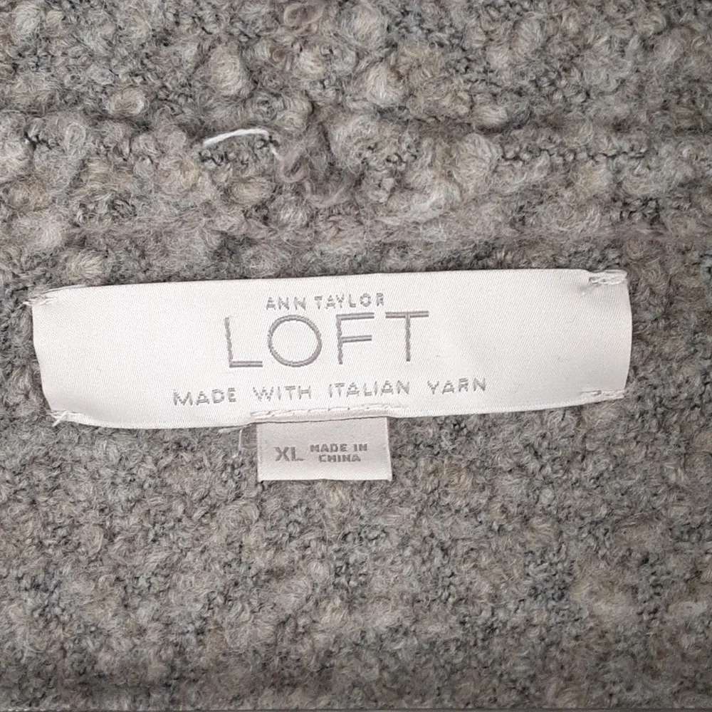 Ann Taylor Loft Camel Tan Wool Blend Italian Yarn Sherpa Waterfall Cardigan